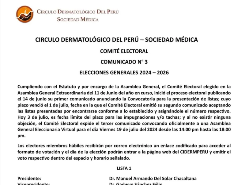 Circulo Dermatológico del Perú – Reglamento Electoral 2024